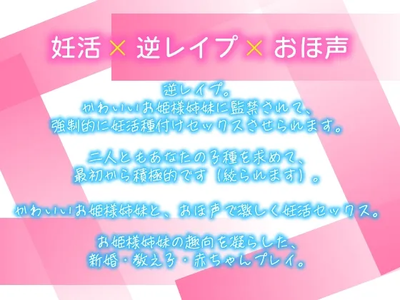 【逆レおほ声】王様のお姫様姉妹に監禁されて強制的に妊活種付けセックスさせられる話。ねっとりW耳舐め・濃厚じゅぽじゅぽWフェラ・W授乳・おほ声だいしゅきホールド。