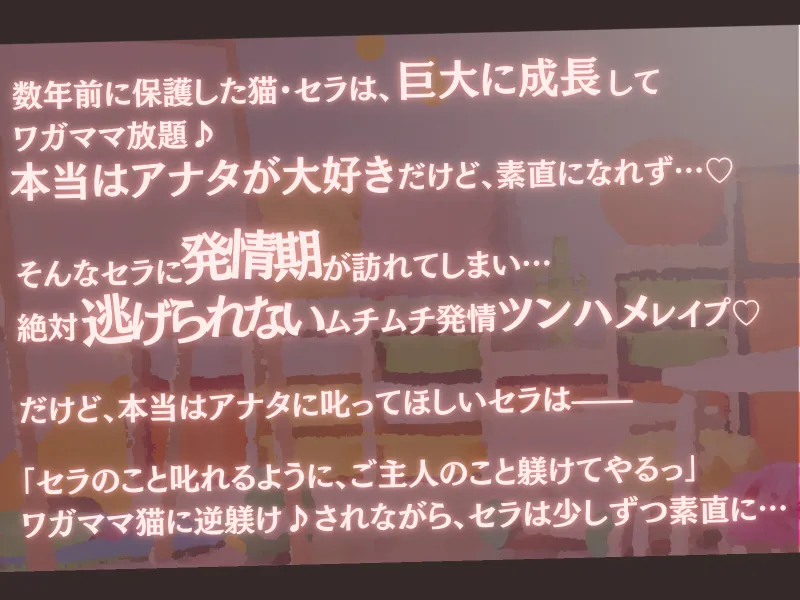 【高身長×逆レイプ×甘々ツンハメ】発情保護ネコの主従逆転ムチムチ精液絞り-セラが悪い子なのはご主人のせいだから、えっちで好き好き逆躾け-