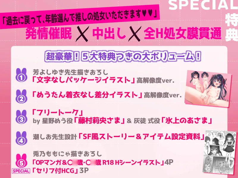 【♦️1Ｘ才→♦️1Ｘ才→♦️1Ｘ才】ヒロイン年齢選べる♪2時間超!CG・マンガ付☆タイムマシンであなた好みの○リ○リ処女膜貫通♪推しアイドル発情催眠レイプ