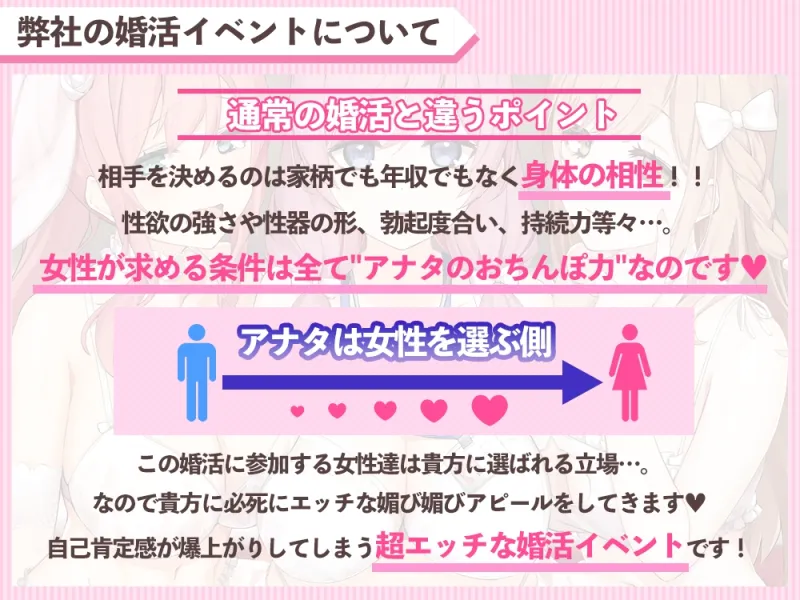 【4時間↑】身体の相性から始める婚活～女の子達のメスアピールに自己肯定感(おちんぽ)爆上がり☆ お気に入りの女の子(おまんこ)選んで生ハメ中出し婚!!～