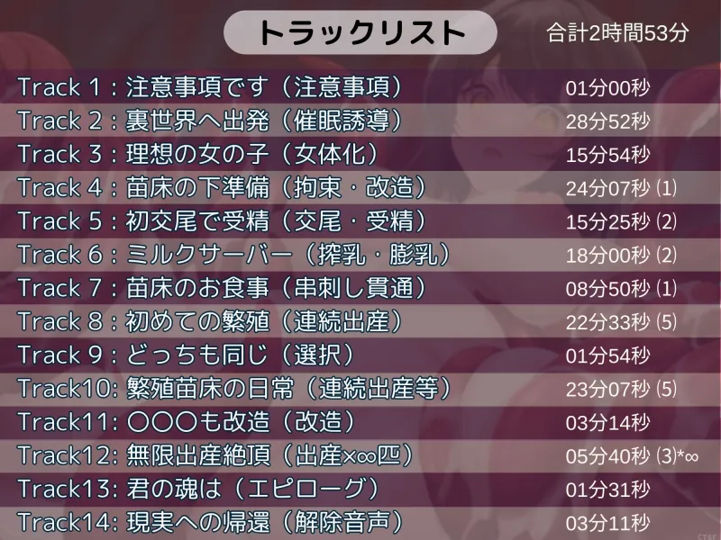 【TS触手苗床化催眠音声】せっかく理想の女の子になれたのに触手繁殖苗床に改造されて無限出産絶頂するだけのお話