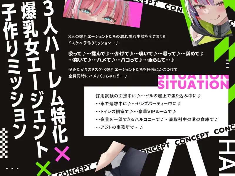 【5/19日まで 早期限定65大特典】【5時間×3人ハーレム×なんでも屋】新米エージェントのボクとドスケベ爆乳女ボス＆ハッカー＆メイド×3の秘密の子作りハメミッション♪