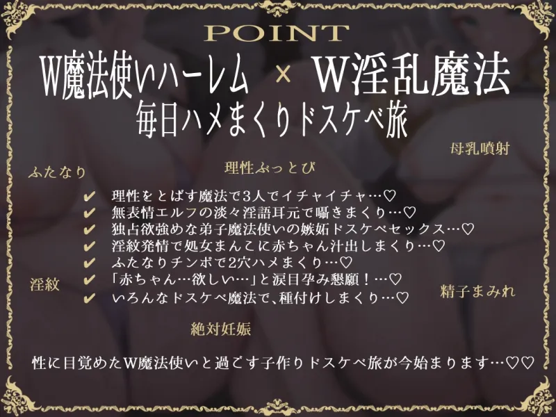 【W魔法使い×Wハーレム】無表情エルフ＆デカ乳魔法使いと魔法でドスケベ子作り旅記録