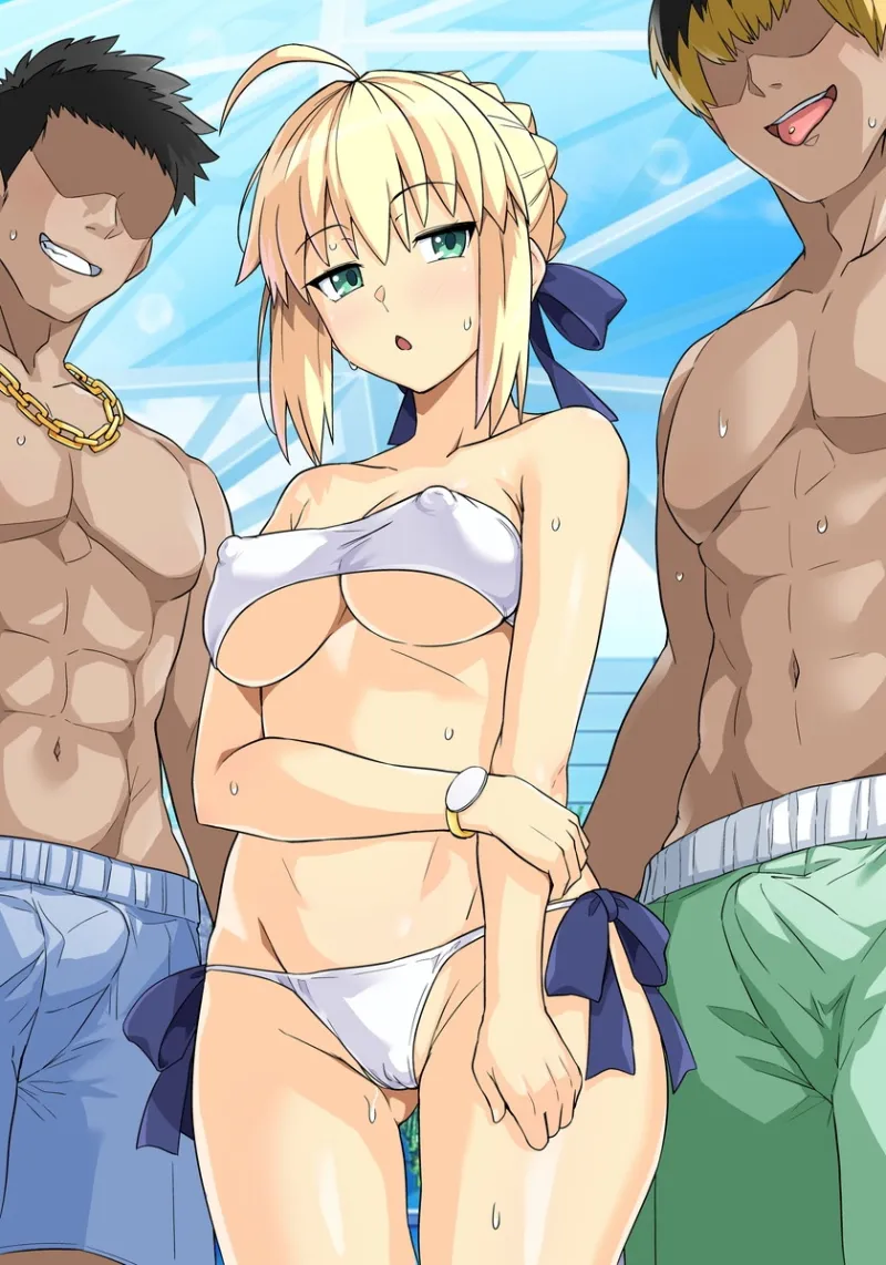 セイバーさん ヤリモクナンパ待ち プール編 (おまけミニCG集つき)
