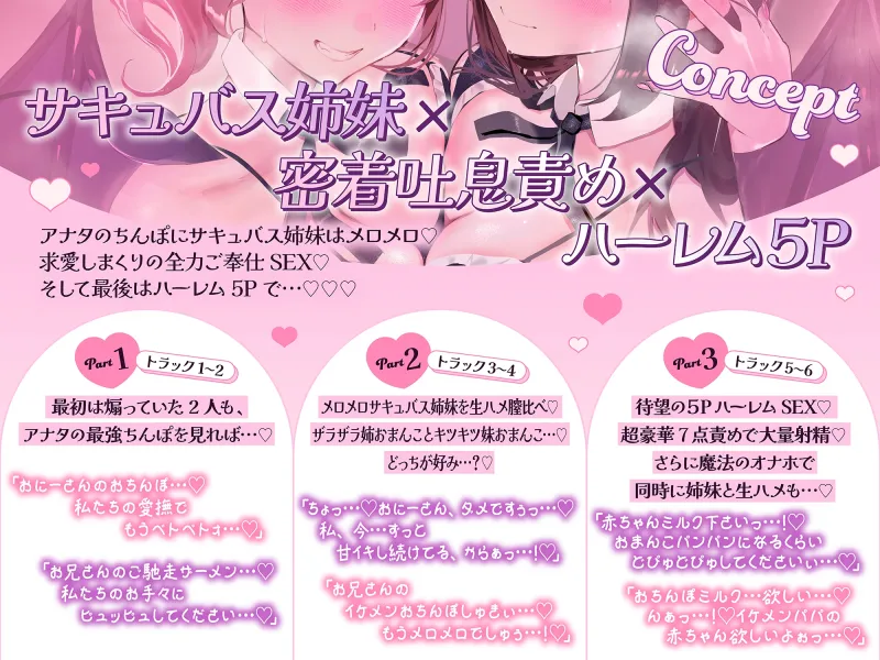 【♡5Pハーレム♡】W耳舐めサキュバスJK吐息リフレ♪ アナタの精液に沼った痴女姉妹に搾られまくる話♡