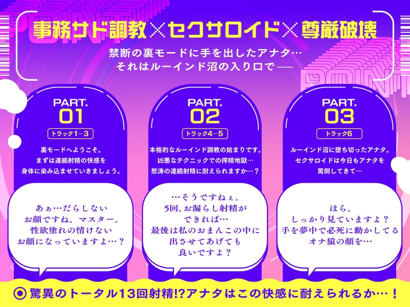 【ルーインドオーガズム】デカ痴女セクサロイドの密着事務的ザーメン搾取~快楽地獄でマゾ堕ち確定お漏らし射精~【13回射精×事務サド調教】 【ルーインドオーガズム】デカ痴女セクサロイドの密着事務的ザーメン搾取~快楽地獄でマゾ堕ち確定お漏らし射精~【13回射精×事務サド調教】