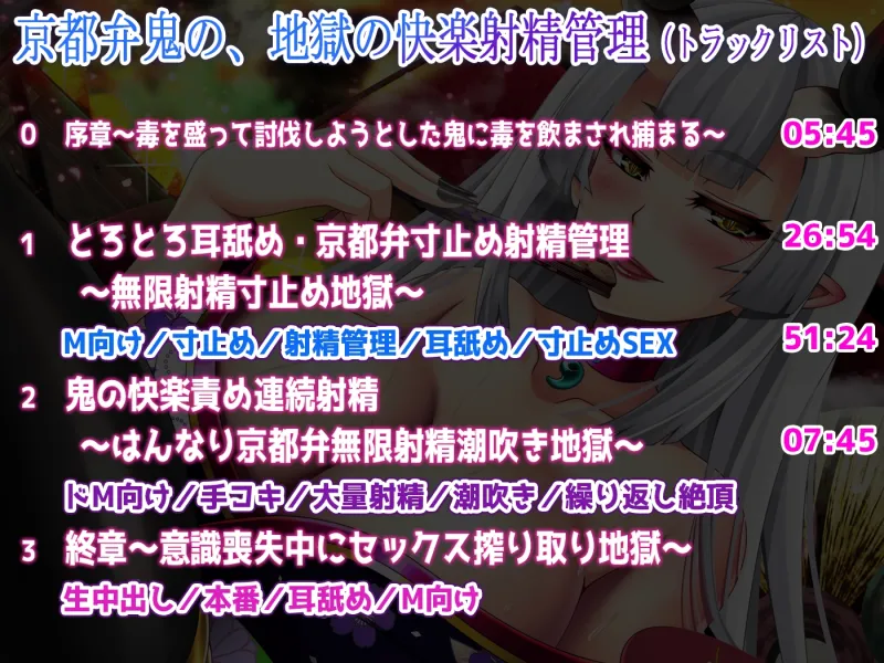 【低音京都弁】鬼畜鬼の無限潮吹き射精快楽地獄【KU100】 〈※布コキ50分ぶっ続け大量潮吹き注意〉